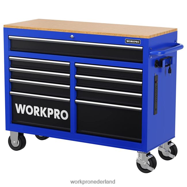 opslag WORKPRO 46-inch gereedschapskist met 9 laden en houten blad, uitgerust met zwenkwielen, handgreep, ladevoering en vergrendelingssysteem, laadvermogen van 1200 lbs morden 4NVZH815 opslag WORKPRO 46-inch gereedschapskist met 9 laden en houten blad, uitgerust met zwenkwielen, handgreep, ladevoering en vergrendelingssysteem, laadvermogen van 1200 lbs morden 4NVZH815