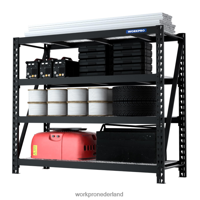 opslag WORKPRO Metalen garagerek met 4 niveaus, capaciteit van 7200 lbs, zware industriële verstelbare planken behulpzaam 4NVZH810 opslag WORKPRO Metalen garagerek met 4 niveaus, capaciteit van 7200 lbs, zware industriële verstelbare planken behulpzaam 4NVZH810